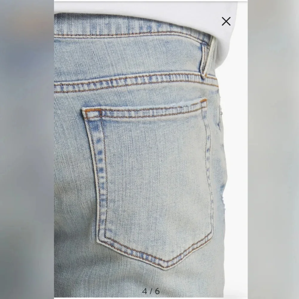 Frame Men's Denim L'Homme Skinny Fit Mid Rise Light Wash Distressed Jeans Sz 38